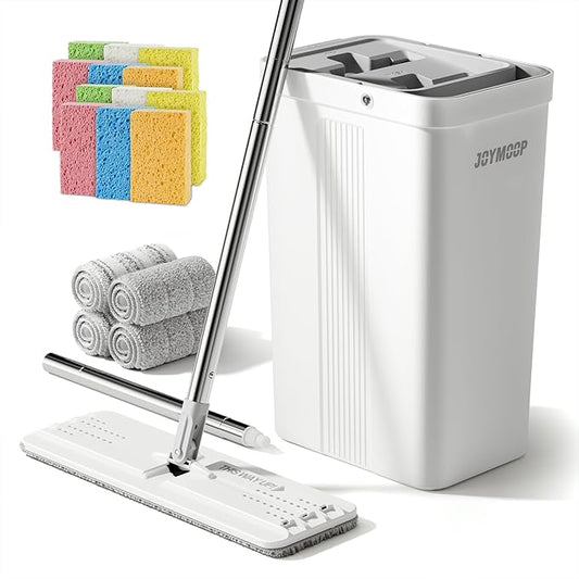 JOYMOOP Mop and Bucket with Wringer Set with Colorful Compressed Sponges, Househould Cleaning Tool of Floor Mop and Cellulose Sponges