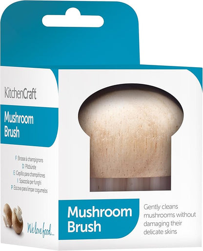 Kitchen Craft Mushroom Cleaning Brush with Rubber Wood Handle and Soft Bristles