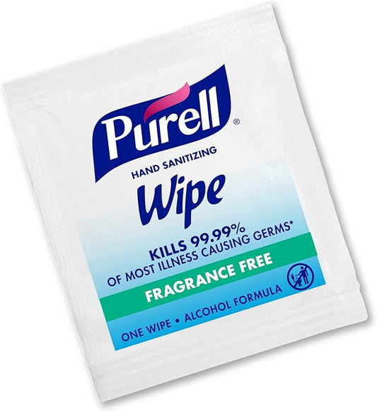 PURELL Hand Sanitizing Wipes, Alcohol Formula, Fragrance Free, 100 Count Individually Wrapped Hand Wipes (Pack of 10) - 9022-10