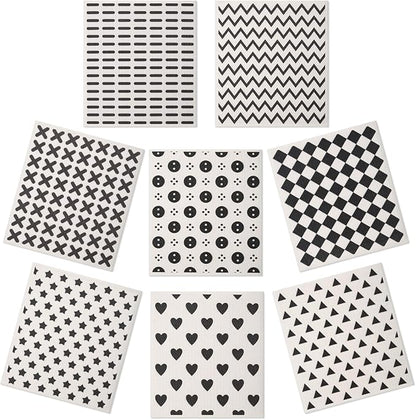 Lucomb 8 Pack Swedish Kitchen Dishcloths, Reusable Dish Cloth Paper Towels Washable Decorative Cleaning Cloths Sponge Wipes for Dish Washing, Super Absorbent & Quick Drying