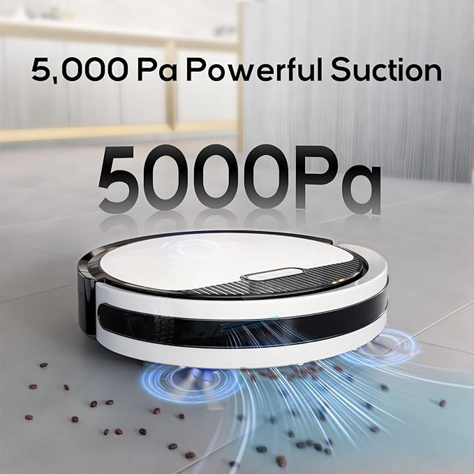 V3 Robot Vacuum and Mop Combo,KIPVVO 3-in-1 Ultra Thin Self-Charging Automatic Robot Vacuum Cleaners with 5000Pa Strong Suction,120mins Runtime,WiFi/App/Remote Control for Hard Floors,Pet Hair,Carpets