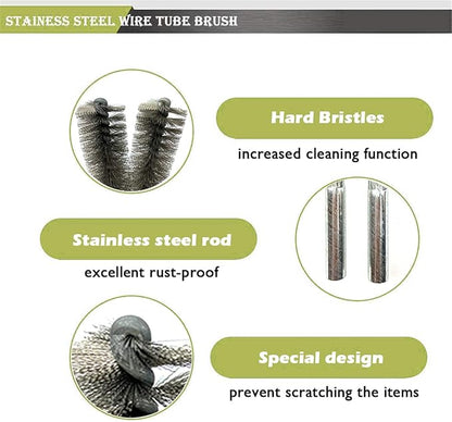 6pcs Pipe Cleaning Brush Set Stainless Steel Bristles, Stainless Steel Pipe Brush for Auto Parts,Bottles, Tubes, Etc.(9/10" 23mm)