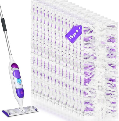 15 Count Disposable Power mop Refills for Swiffer PowerMop Multi-Surface Mop and PowerMop Wood Mop, Spray Clean Pads Replacement