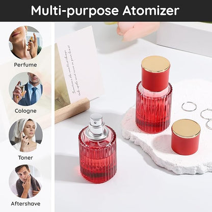 Segbeauty 1 Oz Perfume Spray Bottle, 30ml Vintage Refillable Perfume Bottle Glass Bottle for Women,2 Pcs Large Cosmetic Perfume Travel Atomizer Portabe Clear Glass Essential Oil Container for Travel
