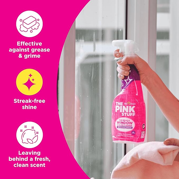 Stardrops The Pink Stuff Multi-Purpose Spray, Window & Glass Cleaner, and Bathroom Foam Spray Bundle – All-in-One Home Cleaning Solution (3-Pack)