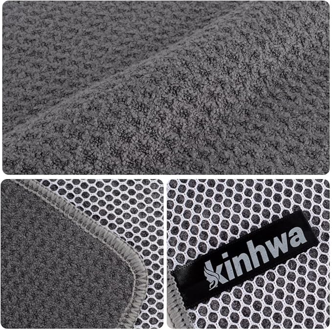 KinHwa Kitchen Washcloths for Dishes Absorbent Microfiber Dish Cloths Quick Dry Dish Rags with Poly Scour Scrub Side Ideal for Kitchen Cleaning and Housekeeping (Gray-B, 7inch X7inch)