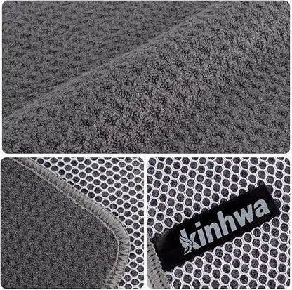 KinHwa Kitchen Washcloths for Dishes Absorbent Microfiber Dish Cloths Quick Dry Dish Rags with Poly Scour Scrub Side Ideal for Kitchen Cleaning and Housekeeping (Gray-B, 7inch X7inch)