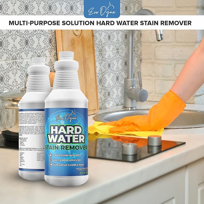 Evo Dyne Hard Water Stain Remover 32oz | Made in USA - Shower Door Cleaner, Clean Tile and Grout, Windows, Fiberglass, Tubs, Chrome (1-Pack)