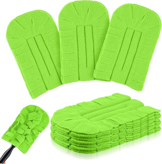 Zubebe 6 Pcs Heavy Duty Duster Refill Reusable Fleece Duster Refills Multi Surface Washable Cleaning Pads for Home, Blinds, Fans, Corners, Furniture (Olive Green)