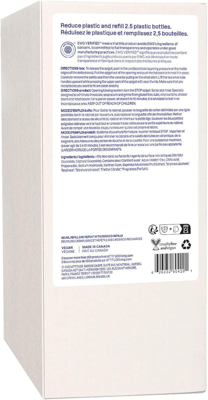 ATTITUDE Bathroom Cleaner, EWG Verified, Plant- and Mineral-Based Ingredients, Vegan Household Products, Citrus Zest, Bulk Refill, 67.6 Fl Oz