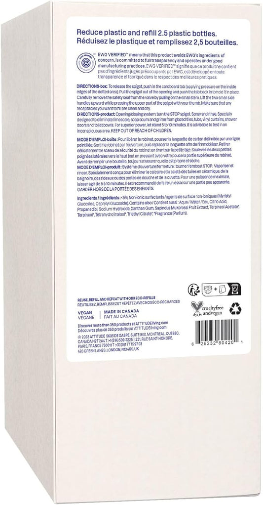ATTITUDE Bathroom Cleaner, EWG Verified, Plant- and Mineral-Based Ingredients, Vegan Household Products, Citrus Zest, Bulk Refill, 67.6 Fl Oz