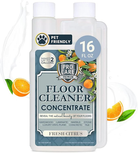 Citrus Floor Cleaner Concentrate (Made in USA) | Vinyl, Wood, Tile, Stone & Laminate Floor Cleaner For Mopping, Household Supplies, Cleaning Solution For Kitchen & Bathroom - 16oz (474ml)