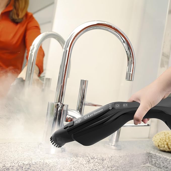 Let'Steam 17 in 1 Steam Mop with Detachable Handheld Steam Cleaner, Powerful Steam Mops for Cleaning Hardwood, Laminate Floor, Tiles and Grout, Dual- Rod Design Floor Steamer with 2 Modes
