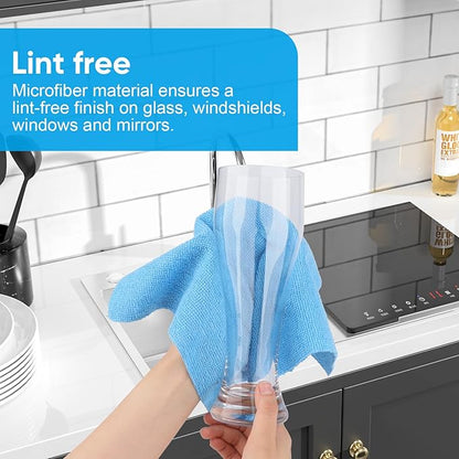 Microfiber Cleaning Cloth, 300 Sheets Shop Towels Commercial Grade Washcloths Lint-Free Work Rags Bulk Towels for Cars Mechanic Restaurant Garage Housekeeping, 11.5"x 11.5", Blue