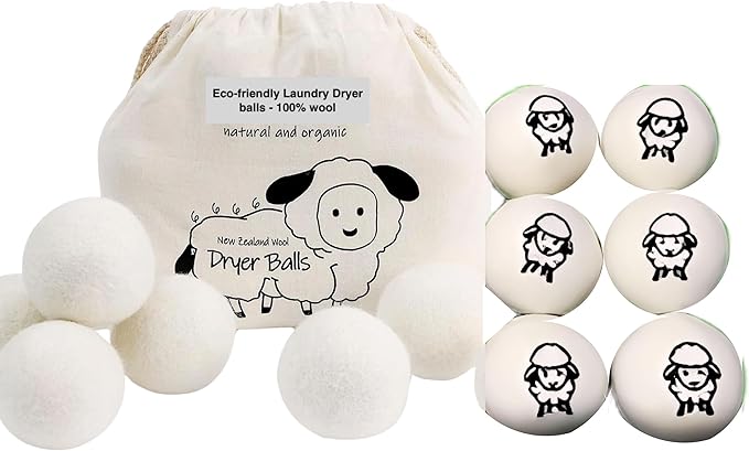 Wool Dryer Balls, Extra Large, Set of 6, Natural Fabric Softener, Chemical Free, Scented XL, Reuable and Replacement for Fabric Softener (Silk Print)