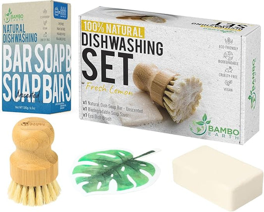 Natural Non-Toxic Dish Washing Block Soap - Dyes And Fragrance Free - Vegan Cruelty-Free Eco-Friendly And Zero Waste Dishwashing Handmade Solid Bar Soaps Detergent & Biodegradable (Unscented Bundle)