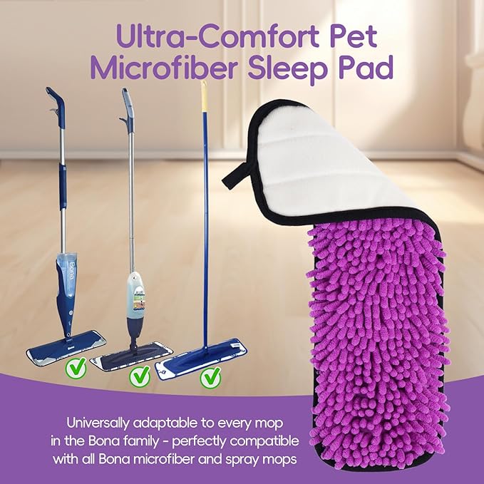 4 Pack Pet Floor Cleaner Dog Microfiber Sweeping Pad Pet System Compatible with Bona Mop,Hardwood Floor Cleaner Pads Washable Reusable Microfiber Cleaning Pad Replacement Multi-Surface Cleaner Refill
