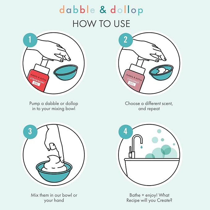 Dabble & Dollop Honeydew Melon + Vanilla Body Wash & Shampoo - 3 in 1 Natural Bubble Bath for Kids, USA-Made, Paraben & Sulfate Free, Vegan, Gluten-Free, Tear-Free (Pack of 2)