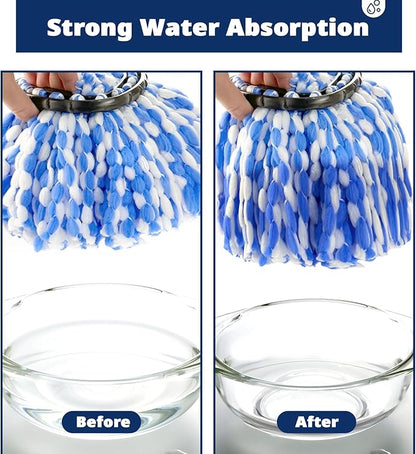 Spin Mop Replacement Head RinseClean 2-Tank System, 4 Pack Mop Head Replacement, Microfiber, Machine Washable, Easy to Replace and Deep Cleaning (NOT for 1-Tank System)