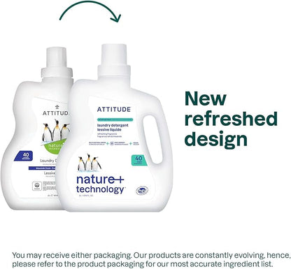 ATTITUDE Liquid Laundry Detergent, EWG Verified Laundry Soap, HE Compatible, Vegan and Plant Based Products, Cruelty-Free, Mountain Fresh, 40 Loads, 67.6 Fl Oz