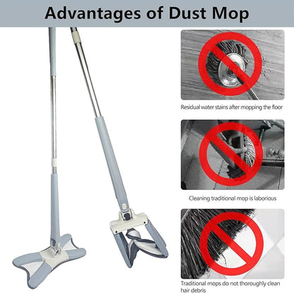Household Dust Mop Washable Dust Mops for Floors Convenient Wet Mopping Innovative Dust Mops for Hardwood Floors Microfiber Wet Mop Pads Wet Dry Dual-Use Mop (Grey)