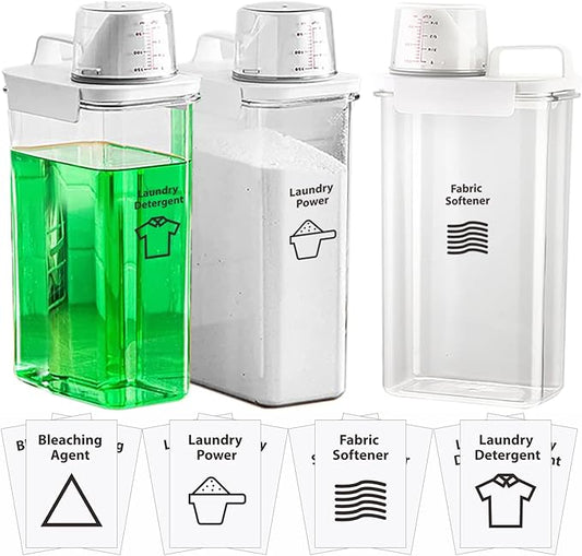 [3 Pack] Liquid Laundry Detergent Dispenser For Laundry Room Organization And Storage, 78oz Large Capacity Laundry Soap Containers With 12 Removable Labels, BPA Free & PET Plastic Clear
