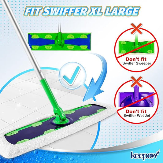 4 Pack Microfiber Mop Pads for Swiffer XL Mops Reusable Wet and Dry Mopping Cloths Compatible with Swiffer Sweeper XL,Washable XL Mop Refill Replacement for All Hardwood Dry & Wet Cleaning