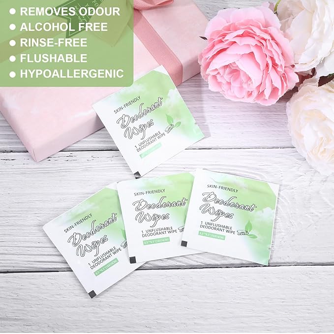 200Pcs Travel Deodorant Wipes, Travel Size Mini Deodorant Wipes Bulk for Homeless, Individually Wrapped Body Cleaning Supplies for Women Wet Armpit for Body Cleaning Cucumber