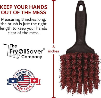 8" Pot & Dish Cleaning Brush, Dish Scrubber with Stiff Bristle Brush for Kitchen Cleaning Tough Stain, Dishes, Pots, Pan, Sink, Stove, Grill Scrubber for Home, Busy Restaurant by FryOilSaver Co. 90048