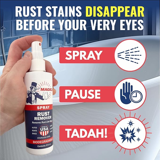 Magica® Rust Remover (8oz Spray) Reliably Removing Rust Stains for over 35 years USA Made