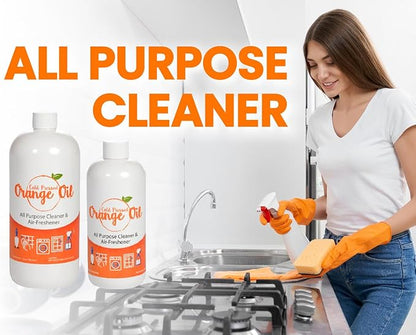 Premium Cold Pressed Orange Oil Concentrate- 32 oz (D-Limonene), Concentrated All-Natural Cold Pressed Orange Oil - Professional Grade All-Purpose Citrus Cleaner and Degreaser