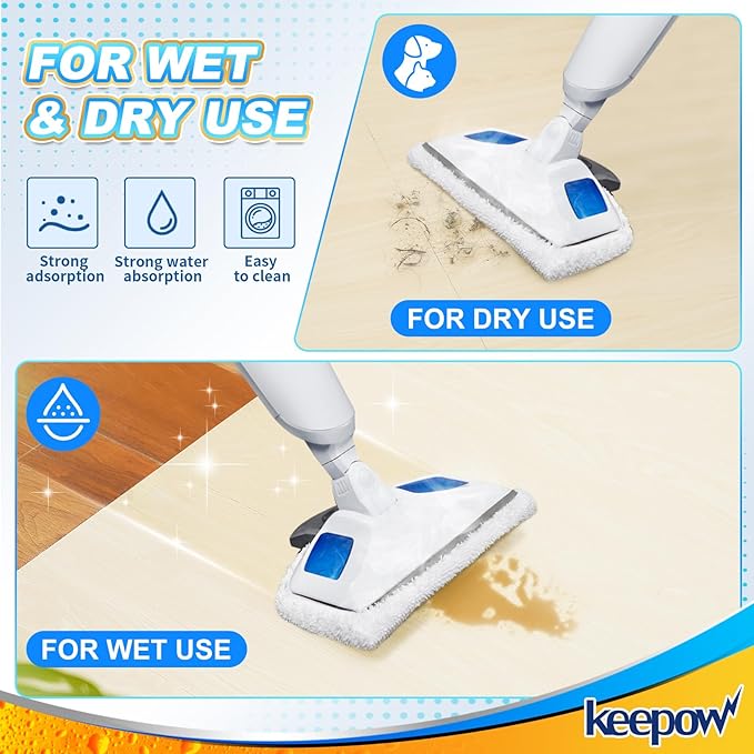 KEEPOW 5 Pack Replacement Steam Mop Pads for Bissell Powerfresh 1940 1544 1440 1806 2075 Series Model 19402 19404 19408 19409 1940a 1940f 1940q 1940t 1940w B0006 B0017,Washable Cleaning Pad