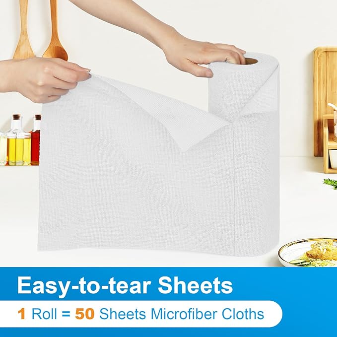 Microfiber Cleaning Cloth, 300 Sheets Shop Towels Commercial Grade Washcloths Lint-Free Work Rags Bulk Towels for Cars Mechanic Restaurant Garage Housekeeping, 11.5"x 11.5", White