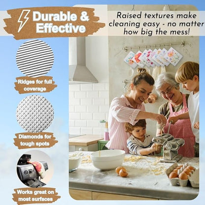 Swedish Dishcloths - Ecofriendly Reusable Paper Towels, Biodegradable Dish Cloths - Cellulose Sponge Dish Cloths for Washing Dishes - 8 Pack (Floral)