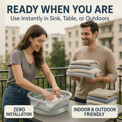 16 Inches outdoor sink lavadero para lavar ropa a mano Large PET washboard for hand washing clothes Laundry Laundry Washboard Can Wash Lace Fragile Clothes Trousers Towels Socks (Transparent Gray)