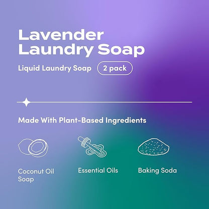 Zum Laundry Soap by Indigo Wild - Liquid, Plant-Based Soap with Baking Soda, Essential Oils, Coconut Oil & More - Wash Up to 64 Loads - Lavender - 64 fl oz (2 Pack)