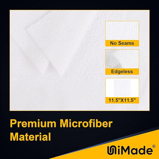 Shop Towel Rag, 200 Pack Reusable Rags Bulk Microfiber Cleaning Cloth Lint Free Towels for Car Kitchen Automotive Bar Mechanic Restaurant Garage, 11.5"x 11.5", White