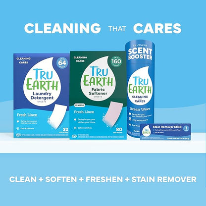 Tru Earth Fabric Softener Sheets, Fresh Linen, 50 Sheets