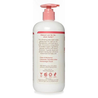 Little Twig 2-in-1 Baby Wash, Hypoallergenic Body Wash with Organic Ingredients, Baby Bath Essentials, Berry Pomegranate, 17 fl. oz. (Pack of 2)
