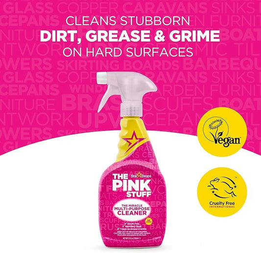 Stardrops The Pink Stuff Multi-Purpose Spray, Window & Glass Cleaner, and Bathroom Foam Spray Bundle – All-in-One Home Cleaning Solution (3-Pack)