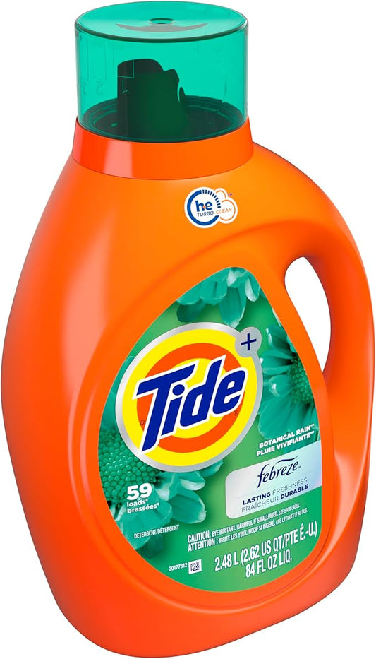 Tide Plus Febreze Freshness HE Turbo Clean Liquid Laundry Detergent, Botanical Rain Scent, 84 fl oz, 59 loads (Pack of 3)