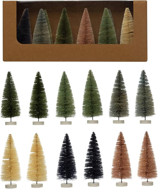 Creative Co-Op Sisal Bottle Brush Tree with Wood Base, Multicolor
