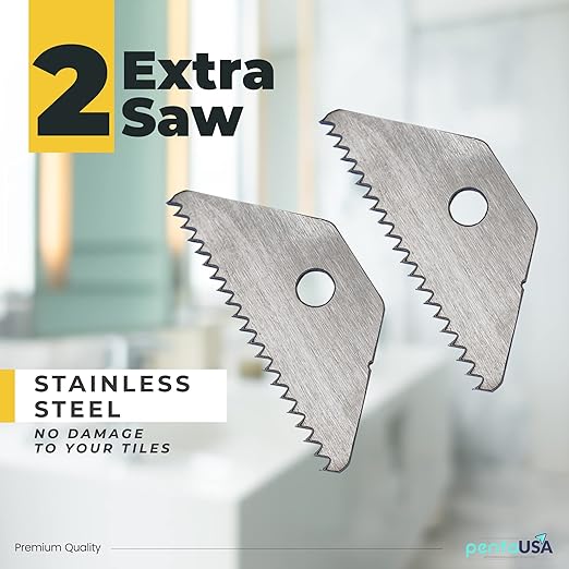 PentaUSA Grout Removal Tool - Caulk Remover Tool for Tiles, Tile Grout Scraper Saw, Grout Saw, Caulking Tools, Scraper, Scrubber Brush, Tile Joint Cleaning Brush, Removes Caulks Dirts (2 Extra Blades)