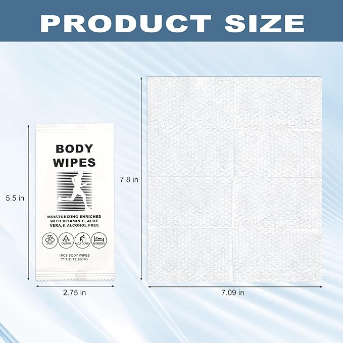 Body Wipes for Women and Men Individually Wrapped Face and Body Wipes, Bath Wipes for Adults No Rinse Personal Cleansing Wipes Travel, Bulk Deodorant for Homeless Shower Wipes for Camping Hiking (400)
