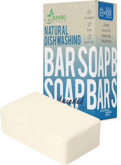 Natural Non-Toxic Dish Washing Block Soap - Dyes And Fragrance Free - Vegan Cruelty-Free Eco-Friendly And Zero Waste Dishwashing Handmade Solid Bar Soaps Detergent & Biodegradable (Unscented 1)