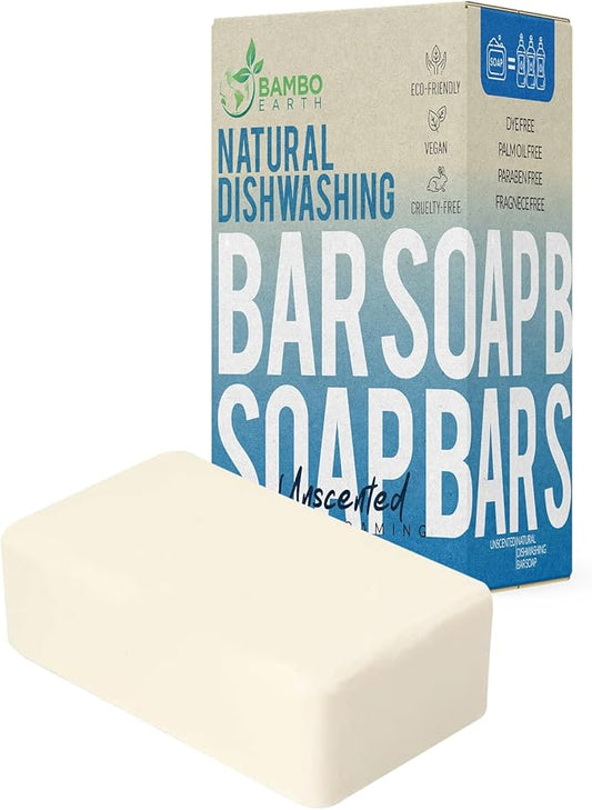 Natural Non-Toxic Dish Washing Block Soap - Dyes And Fragrance Free - Vegan Cruelty-Free Eco-Friendly And Zero Waste Dishwashing Handmade Solid Bar Soaps Detergent & Biodegradable (Unscented 1)