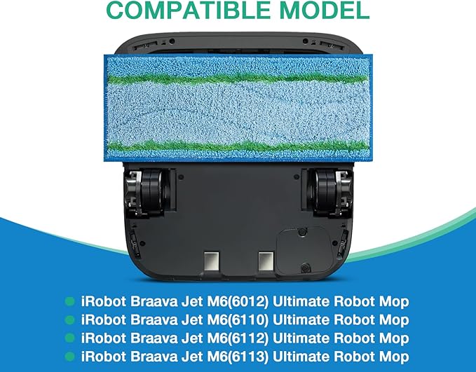8 Pack M6 Mopping Wet Pads for iRobot Braava Jet m6 6110, 6012, 6112, 6113, Ultimate Robot, Wet Mopping Pads Compatible with Braava Jet m Series, Washable and Reusable Roomba Mop Pads
