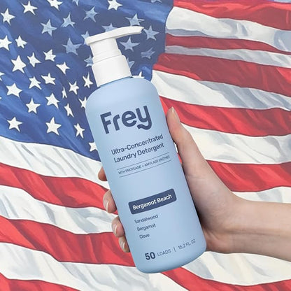 FREY Concentrated Liquid Laundry Detergent - Specially Formulated for Sensitive Skin and High Efficiency (HE) Washers - Removes Stains, Ideal for 50 Loads - Jasmine Rose White Cedar Scent - Pack of 2