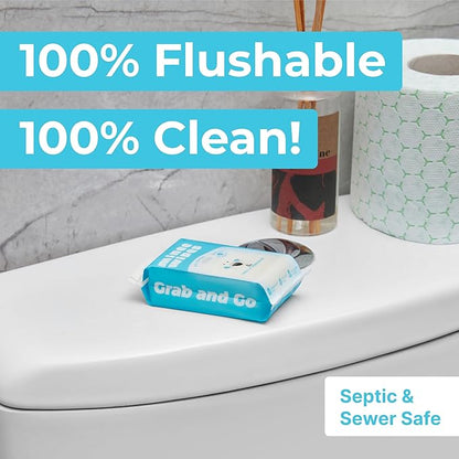 Impossibly Compact Travel Flushable Wipes with Natural Extracts - Skin-Friendly Wet Wipes, Hypoallergenic & Unscented Travel Size Butt Wipes for Adults, Kids & Baby Care - 24 Pack Total 144 Wipes