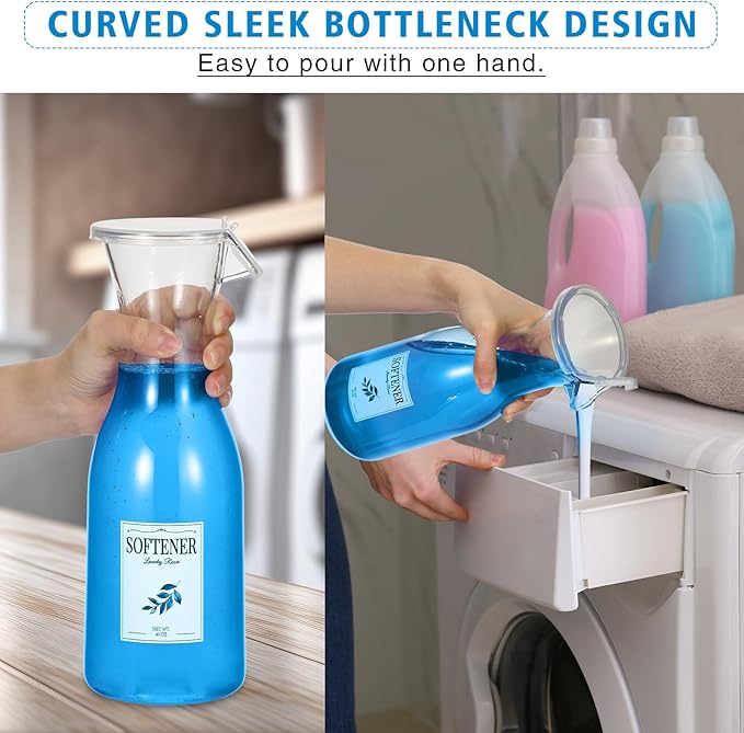 Layhit Laundry Detergent Dispenser 40oz Fabric Softener Dispenser, Liquid Laundry Detergent Container, Laundry Detergent Organizer for Laundry Room Organization with 3 Labels, 3 Pack (White)